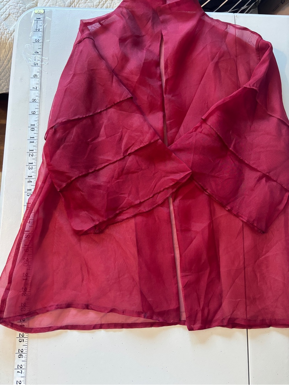 Silk Evening Jacket Sheer Organza One Size Modest French Timeless Tiered Flare - Picture 6 of 6